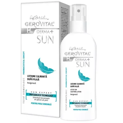 Lotiune calmanta dupa plaja H3 Derma+ Sun, 150ml, Gerovital