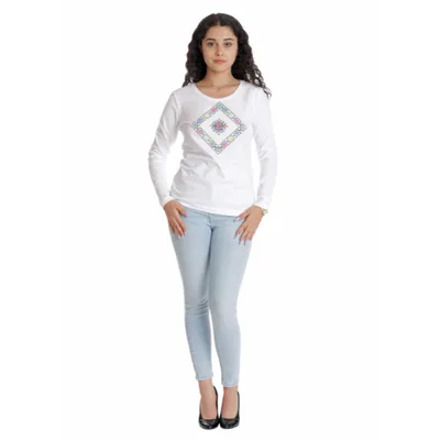 Bluza broderie dama DT24BB03 alb traditional, Dress to Impress | marimea XXL