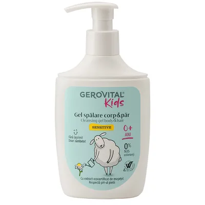 Gel spalare corp si par Sensitive, pentru copii, Gerovital Kids |  300 ml