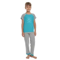 Pijama copii AT2104 gri/turcoaz Clock, Andana | marimea 36 (9/10 ani)