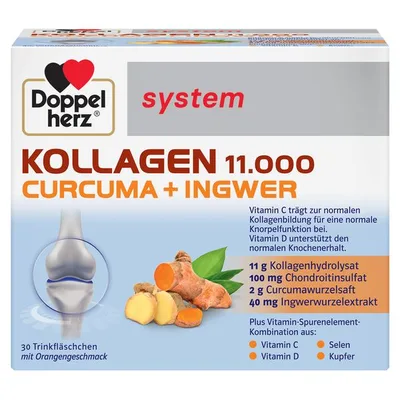 Kollagen 11.000 Curcuma + Ghimbir, Doppelherz System | 30 flacoane