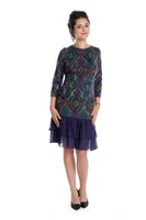 Rochie bordura volane CT23060 bleumarin/imprimeu pastel, Cesy | marimea S