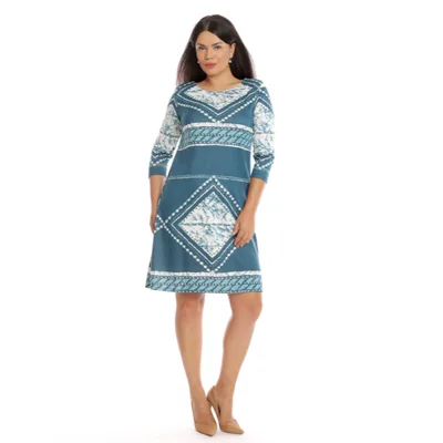 Rochie CT22067 turcoaz marin/print alb, Cesy | marimea S