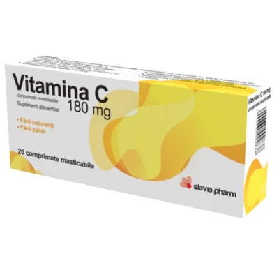 Vitamina C 180 mg fara zahar, Slavia Pharm | 20 comprimate masticabile