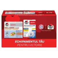 Doppelherz System kollagen 11.000 curcuma + ghimbir + Doppelherz Aktiv glucozamina 1200MG, Queisser Pharma | 30 flacoane + 30 comprimate