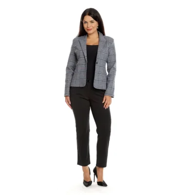 Sacou dama DT22S43 gri/rosu cadrilat, Dress to Impress | marimea 40