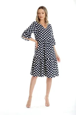 Rochie volane CP25020 bleumarin/alb buline, Cesy | marimea S