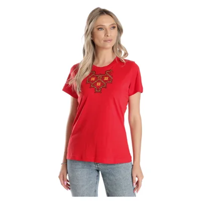 Tricou broderie dama DV24TB05 rosu traditional, Dress to Impress | marimea S