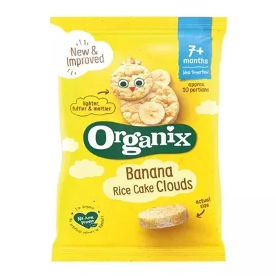 Rondele ecologice Bio din Orez Expandat si Banane 7+ luni, Organix | 40 g