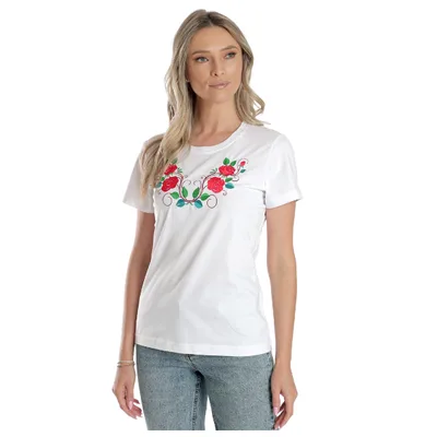 Tricou broderie dama DV24TB01 alb floral, Dress to Impress | marimea XL