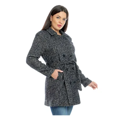 Palton scurt dama DI22PS01B bleumarin/bej spicat, Dress to Impress | marimea 40