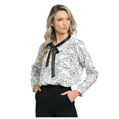 Bluza funda dama ERP24V255 alb/negru floral, Eranthe | marimea M