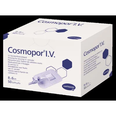 Plasturi sterili pentru fixarea branulelor Cosmopor I.V., 8 x 6 cm, Hartmann | 50 bucati