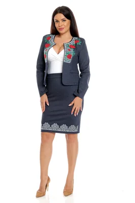 Costum dama DI22COS18D denim/broderie florala, Dress to Impress | marimea 36