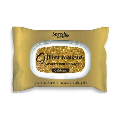 Servetele refreshing cu sclipici pentru fata si corp  Glittermania Goldness Auriu, O-Pac | 15 buc