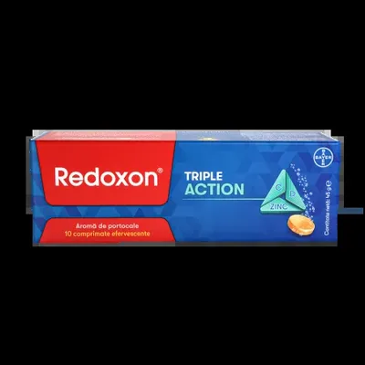 Redoxon Triple Action cu vitamina C, D si Zinc, Bayer | 10 comprimate