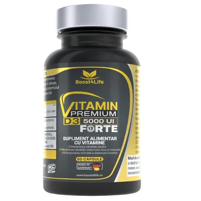 Vitamina D3 Forte Premium 5000UI, Boost4Life | 60 capsule
