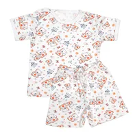 Pijama maneca scurta RB06 alb/imprimeu ursuleti, Rombaby | 1/2 ani