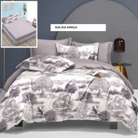 Lenjerie cu husa ELEGANCE alb lila jungla 180x200 cm, Ralex | 1 buc