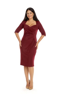 Rochie pliuri DI23R47B bordo metalizat, Dress to Impress | marimea 36