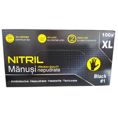 Manusi Nitril nepudrate, negre XL, Guangdong Kingfa | cutie x 100 bucati