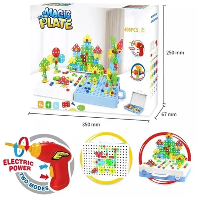 Set creativ bormasina electrica, Fun Toys | 408 piese