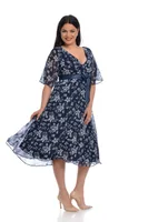 Rochie voal DV22R36 bleumarin/alb floral, Dress to Impress | marimea 34