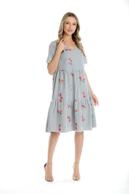 Rochie volane CV25030 alb dungulite/broderie florala, Cesy | marimea L