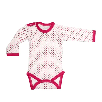 Body 4 capse maneca lunga RB07 alb/bulinute colorate, Rombaby | 12/18 luni