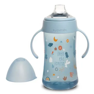 Cana cu manere si cioc din silicon, bleu, +4 luni, Into the Forest, Suavinex | 270 ml