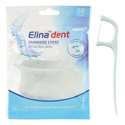 Ata dentara cu suport si scobitoare dentara, Elina Med | 50 buc