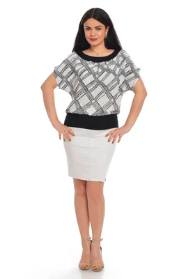 Bluza enform CV21033 negru & alb imprimeu, Cesy | marimea M