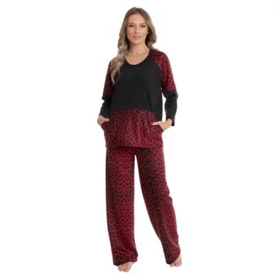 Tinuta dama AI2505 negru/bordo animal print, Andana | marimea S