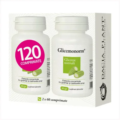 Glicemonorm cu extract de castravete amar, Dacia Plant | 120 comprimate
