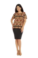 Bluza dama CT22073 bej & print etno, Cesy | marimea S