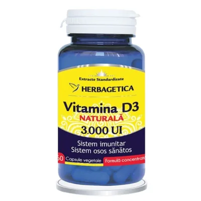Vitamina D3 Naturala 3000Ui, Herbagetica | 60 capsule