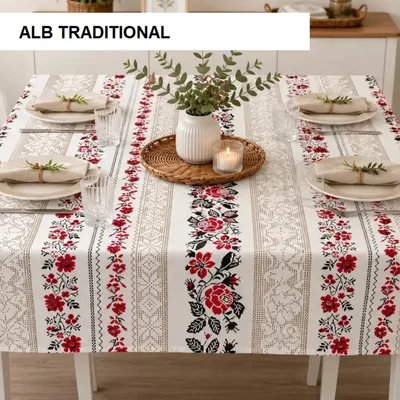 Fata de masa teflonata antimurdarire alb traditional 180x240 cm, Ralex | 1 buc
