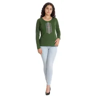 Bluza broderie dama DT24BB01 verde olive traditional, Dress to Impress | marimea S