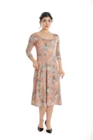 Rochie semiclos CP24028 corai/grej jungle, Cesy | marimea M