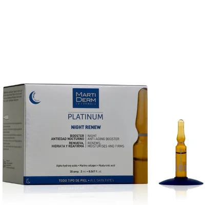 Fiole cu acid hialuronic si alfa hidroxi acizi Night Renew, Platinum, Martiderm | 10 fiole