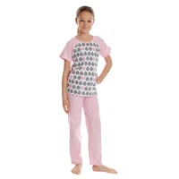 Pijama fete AV2420 roz/imprimeu frunze, Andana | marimea 34 (7/8 ani)