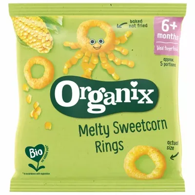 Snack cu porumb dulce in forma de inel +6 luni Bio, 20g, Organix