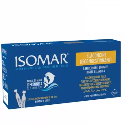 Picaturi Nas cu Apa de mare Hipertonica, efect decongestionant, 6 luni+, Isomar | 20 x 5 ml