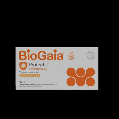 Protectis cu vitamina D3, 800 UI si aroma de portocale, BioGaia | 10 tablete