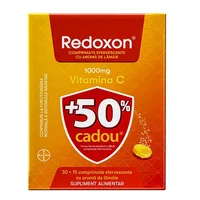 Redoxon cu aroma de lamaie 1000 mg, 30 + 15 comprimate efervescente CADOU, Bayer