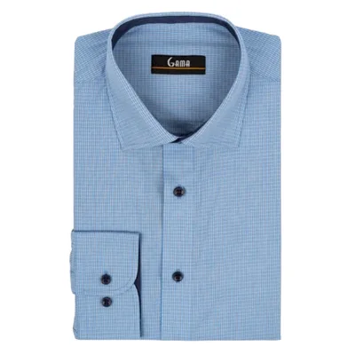 Camasa barbati 24-1918 Slim Fit, bleu/carouri alb si bleumarin, Gama | marimea 37/38