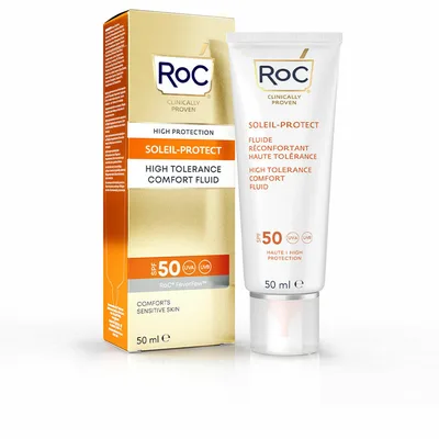 Loțiune solară, RoC, High Tolerance, SPF 50, piele sensibilă, 50 ml
