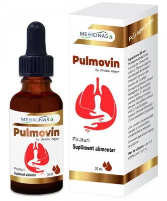 PulmovinPulmoactiv - picaturi impotriva bolilor de plamani - 30 ml + carte cadou