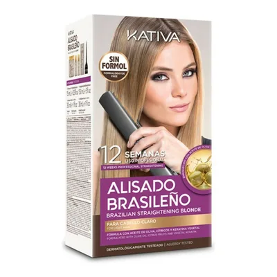 Set de coafor păr drept stil brazilian  Kativa Pro Blonde (6 pcs)