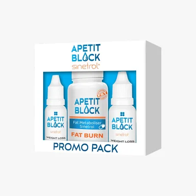 Pachet Apetit Block Sinetrol 30 capsule + 2 flacoane x 15 ml - pentru pierderea in greutate PAA3L